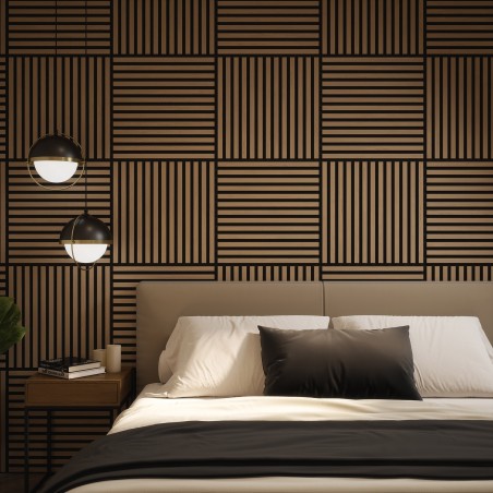 Tuscan Natural Oak Acoustic Slat Wall Tile - 553mm x 553mm - Pack 4