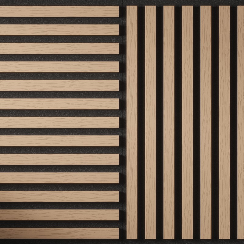 Tuscan Smoked Oak Acoustic Slat Wall Tile - 553mm x 553mm - Close Up