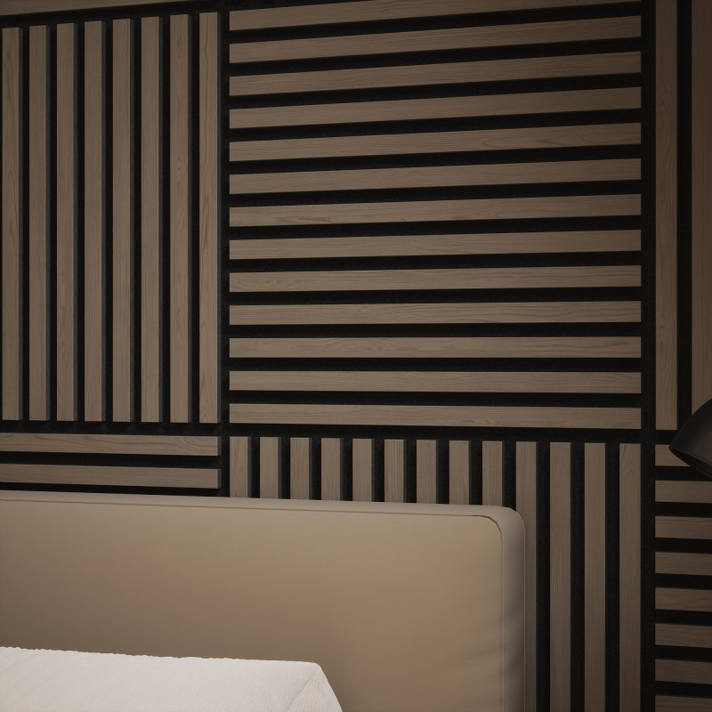 Tuscan Smoked Grey Acoustic Slat Wall Tile - 553mm x 553mm - Pack 4