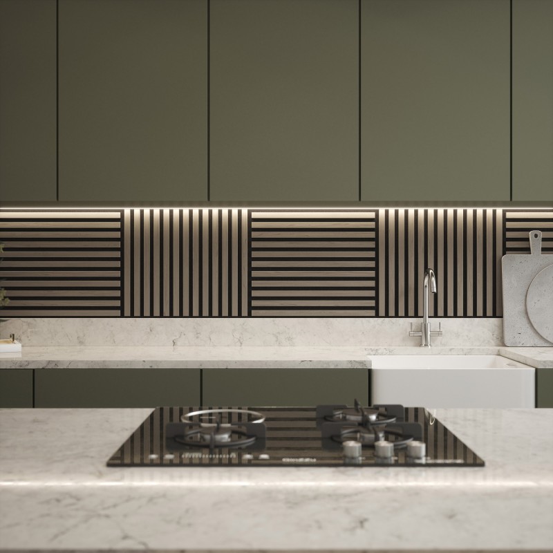 Tuscan Smoked Grey Acoustic Slat Wall Tile - 553mm x 553mm - Pack 4