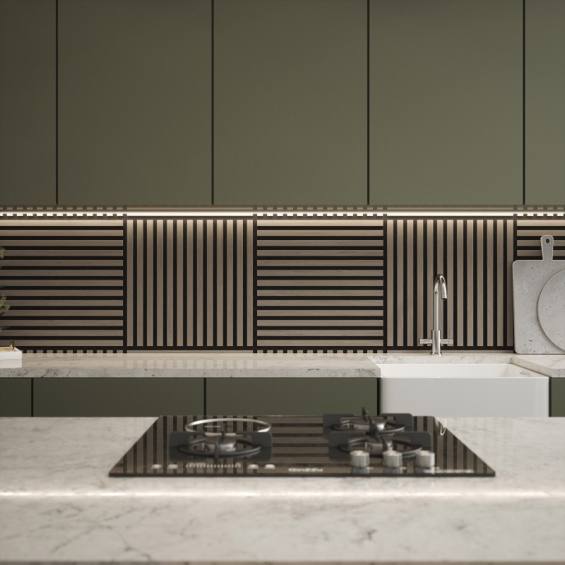 Tuscan Smoked Grey Acoustic Slat Wall Tile - 553mm x 553mm - Pack 4