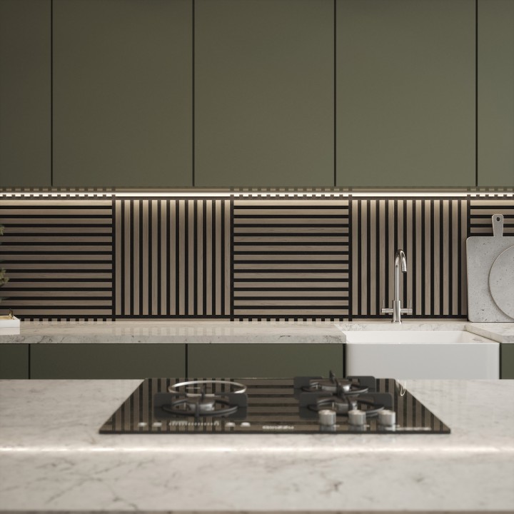 Tuscan Smoked Grey Acoustic Slat Wall Tile - 553mm x 553mm - Pack 4