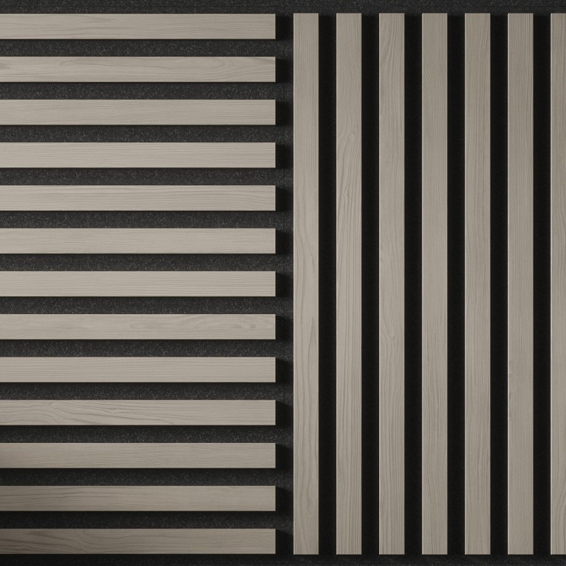 Tuscan Smoked Grey Acoustic Slat Wall Tile - 553mm x 553mm - Close Up