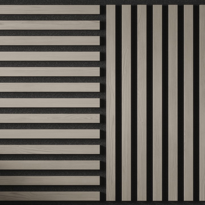 Tuscan Smoked Grey Acoustic Slat Wall Tile - 553mm x 553mm - Close Up