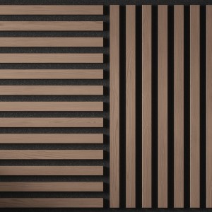 Tuscan Walnut Acoustic Slat Wall Square Tiles - 553mm (w) x 553mm (h) - Pack of 4
