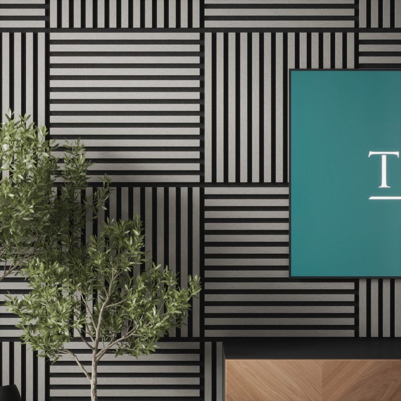 Tuscan Misty Grey Acoustic Slat Wall Tile - 553mm x 553mm - Pack 4