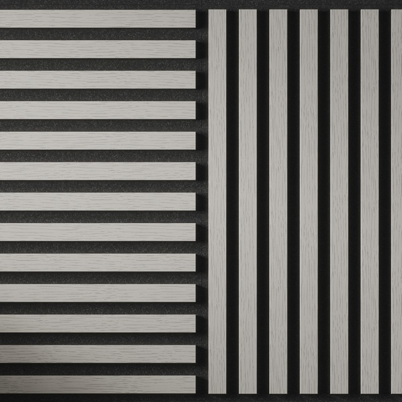 Tuscan Misty Grey Acoustic Slat Wall Tile - 553mm x 553mm - Close Up