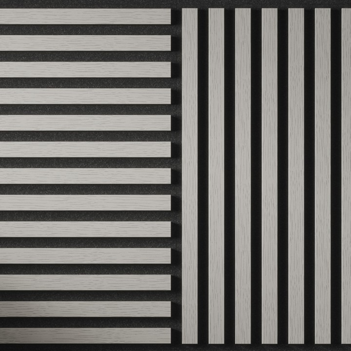 Tuscan Misty Grey Acoustic Slat Wall Tile - 553mm x 553mm - Close Up