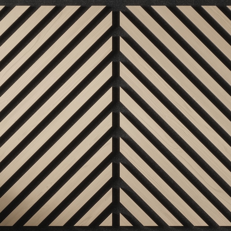Tuscan Natural Oak Acoustic Slat Wall Chevron Tile - 553mm x 553mm - Close Up