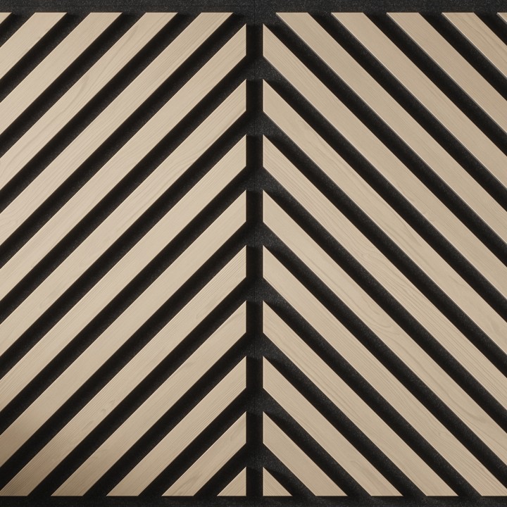Tuscan Natural Oak Acoustic Slat Wall Chevron Tile - 553mm x 553mm - Close Up