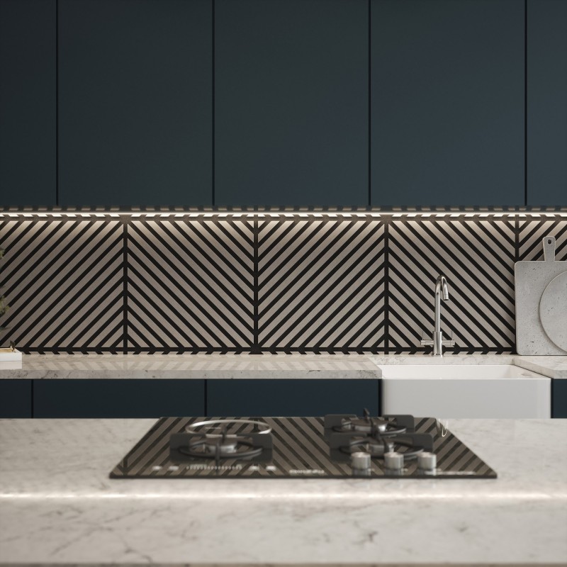 Tuscan Misty Grey Acoustic Slat Wall Chevron Tile - 553mm x 553mm - Pack 4