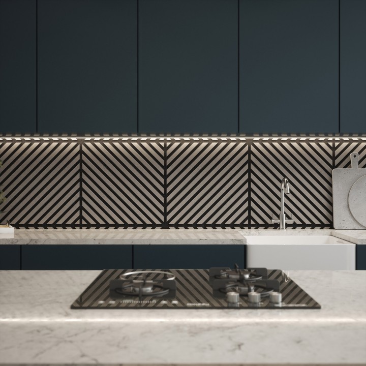 Tuscan Misty Grey Acoustic Slat Wall Chevron Tile - 553mm x 553mm - Pack 4