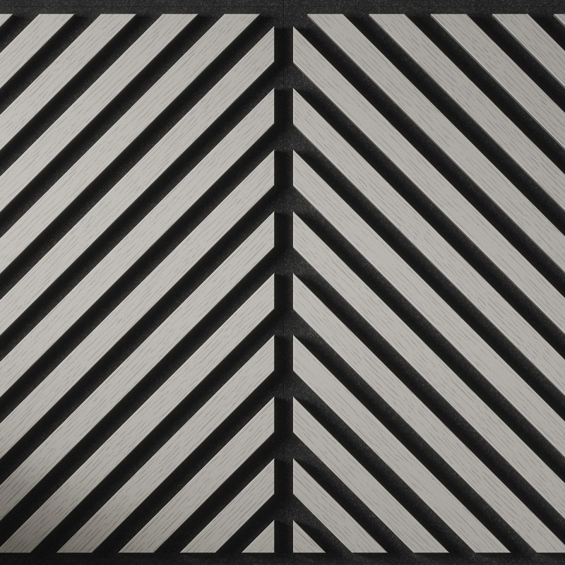 Tuscan Misty Grey Acoustic Slat Wall Chevron Tile - 553mm x 553mm - Close Up