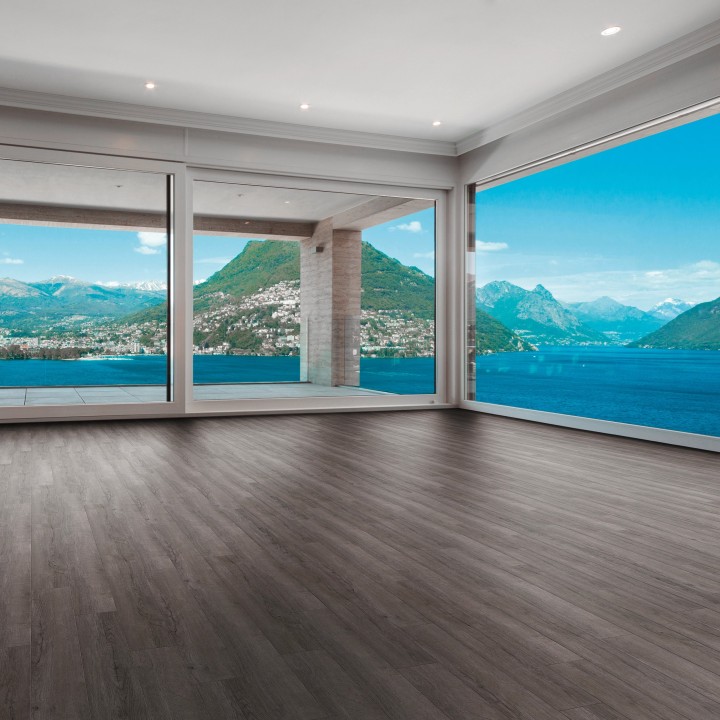 Luvanto Smoked Charcoal - Design Wood Luxury Vinyl Flooring - Glue Down - 152mm x 914mm - Insitu