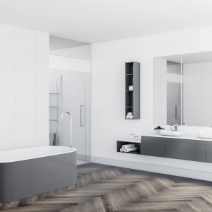 Luvanto Smoked Charcoal - Traditional Herringbone Design Luxury Vinyl Flooring - Glue Down - 76.2mm x 304.8mm