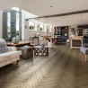 Luvanto Reclaimed Oak - Contemporary Herringbone Design Luxury Vinyl Flooring - Glue Down - 534mm x 107mm - Insitu