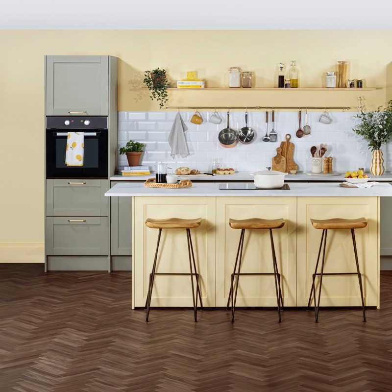 Luvanto Cognac Oak - Contemporary Herringbone Design Luxury Vinyl Flooring - Glue Down - 534mm x 107mm - Insitu