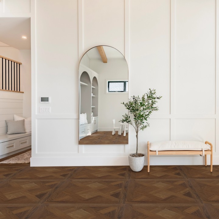 Luvanto Autumn Oak - Premium Design Basketweave Design Luxury Vinyl Flooring - Glue Down - 600mm x 600mm