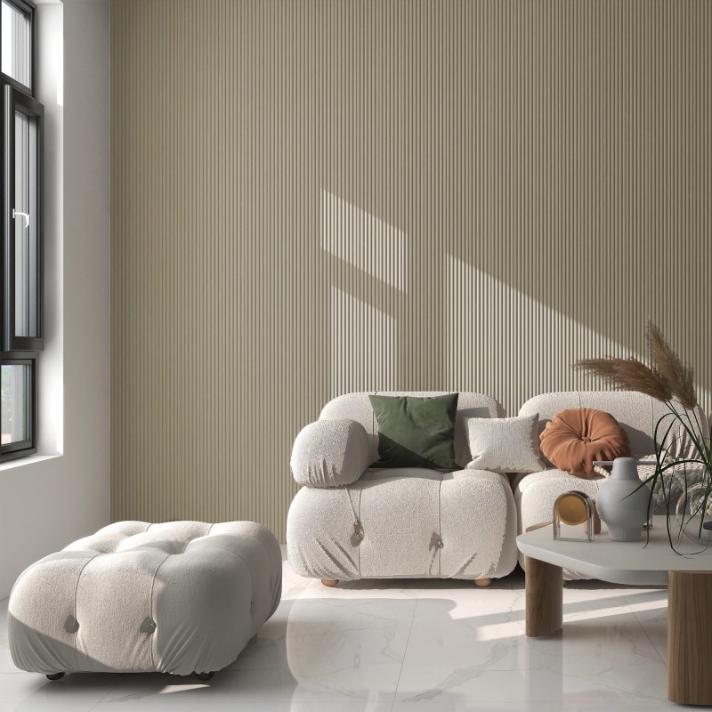 Luvanto Contemporary Ribbed Wave Effect Wall Panels - Cream - Insitu