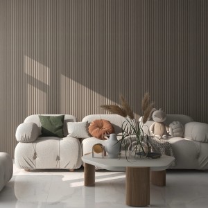 Luvanto Contemporary Taupe Ribbed Wave Effect Acoustic Wall Panels - 120mm (w) x 2200mm (h) - Pack of 10