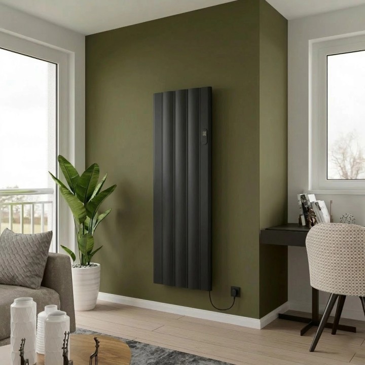 Kairo Black Electric Flat Panel Radiator with Smart Control - 500 x 1600mm - Insitu