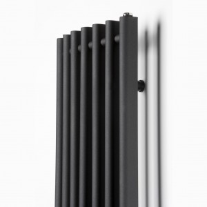 390mm (w) x 1300mm (h) Titan Curved Black Vertical D-Profile Designer Radiator
