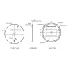 Venus Black Frame Steam Free Colour Changing LED Mirror - Technical Drawing