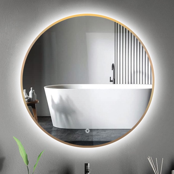 Kai Brushed Brass Frame Steam Free Colour Changing LED Mirrors