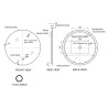 Kai Brushed Brass Frame Steam Free Colour Changing LED Mirror - 600mm - Technical Drawing