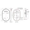 Siena Brushed Brass Frame Steam Free Colour Changing LED Mirror - 500mm x 800mm - Technical Drawing