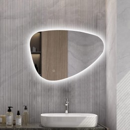 Hermes Pebble Shaped Steam Free Colour Changing LED Mirror - 550mm x 800mm