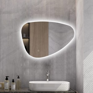 Hermes 550mm x 800mm Pebble Shaped Steam Free (Rotatable) Colour Changing White/Warm LED Mirror