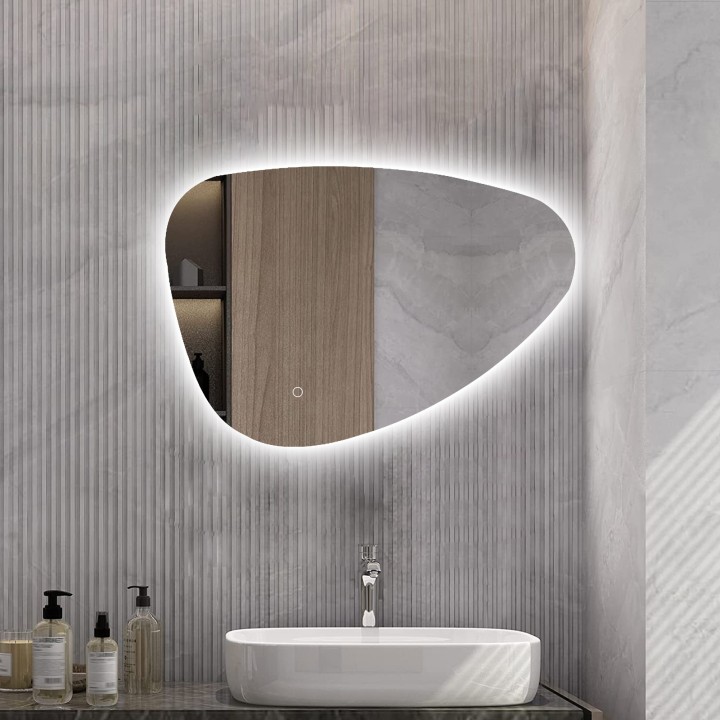Hermes Pebble Shaped Steam Free Colour Changing LED Mirror - 550mm x 800mm