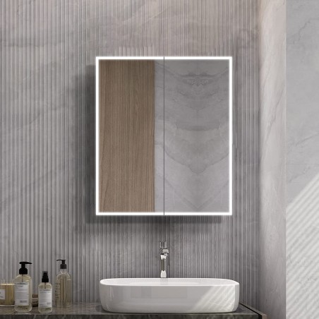 Kia Steam Free Colour Changing LED Mirror Cabinet - 600mm (w) x 700mm (h)