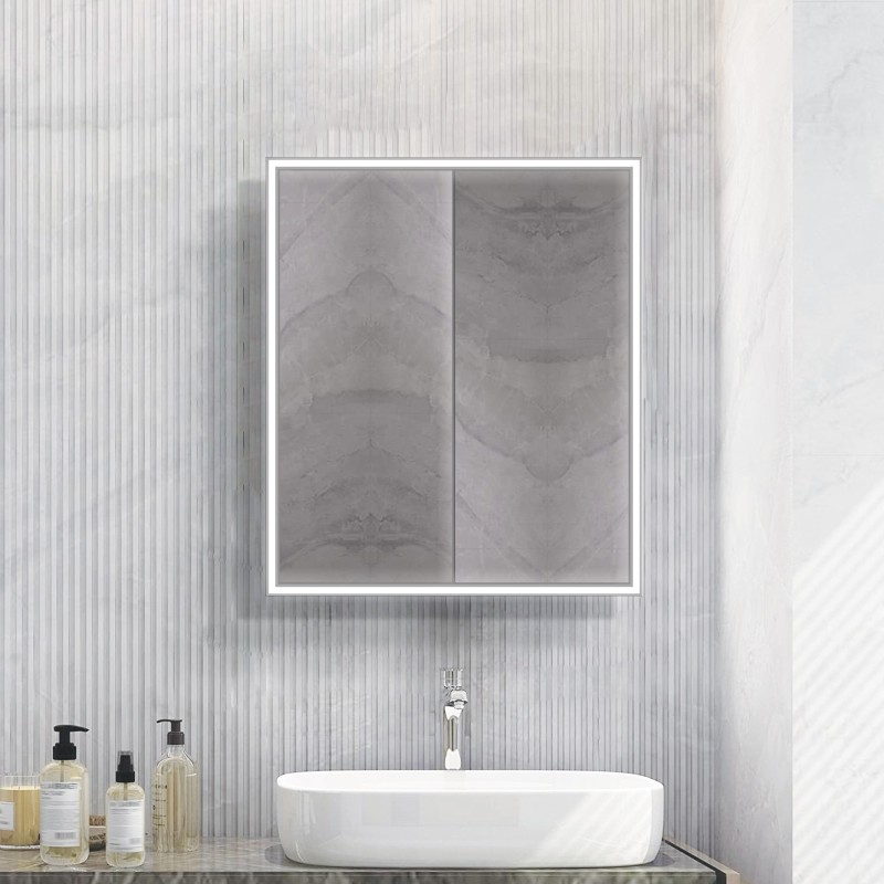Kia Steam Free Colour Changing LED Mirror Cabinet - 600mm (w) x 700mm (h)