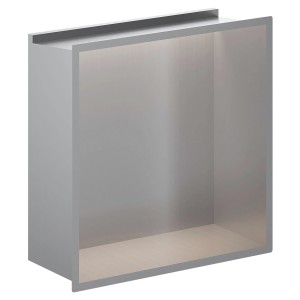 300mm (w) x 300mm (h) Stainless Steel Square Pre-Formed Shower Niche With LED Lighting