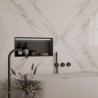 600mm (w) x 300mm (h) Matt Black Stainless Steel Rectangular Pre-Formed Shower Niche With LED Lighting - Insitu