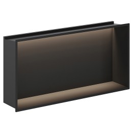 600mm (w) x 300mm (h) Matt Black Stainless Steel Rectangular Pre-Formed Shower Niche With LED Lighting