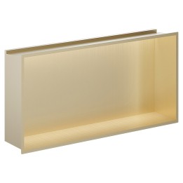 600mm (w) x 300mm (h) Brushed Brass Stainless Steel Rectangular Pre-Formed Shower Niche With LED Lighting