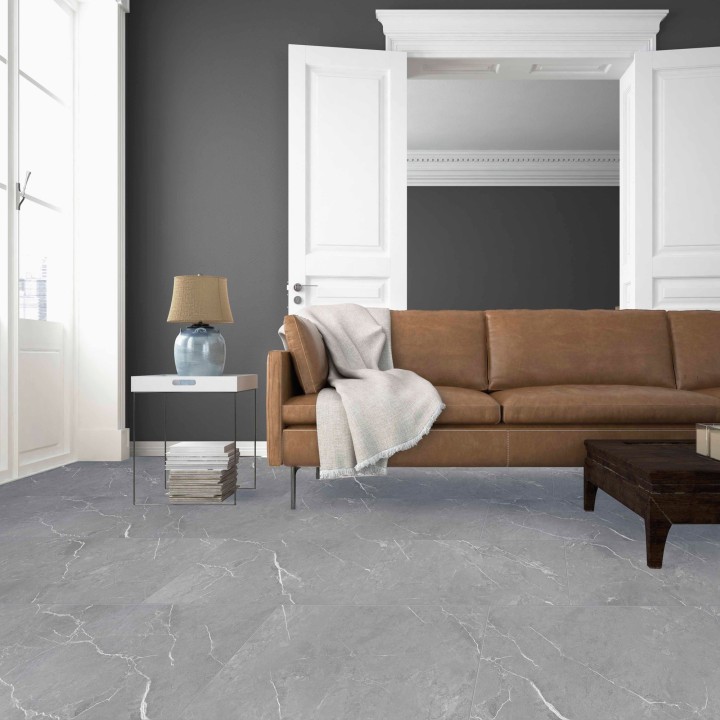 Juno Grey - SPC Click Flooring - 615mm x 315mm - Insitu
