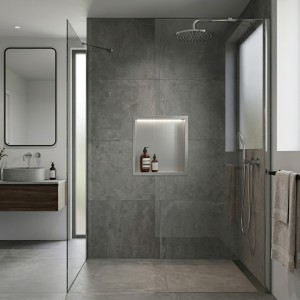 300mm (w) x 300mm (h) Stainless Steel Square Pre-Formed Shower Niche With LED Lighting