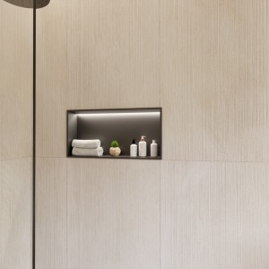 600mm (w) x 300mm (h) Stainless Steel Rectangular Pre-Formed Shower Niche With LED Lighting