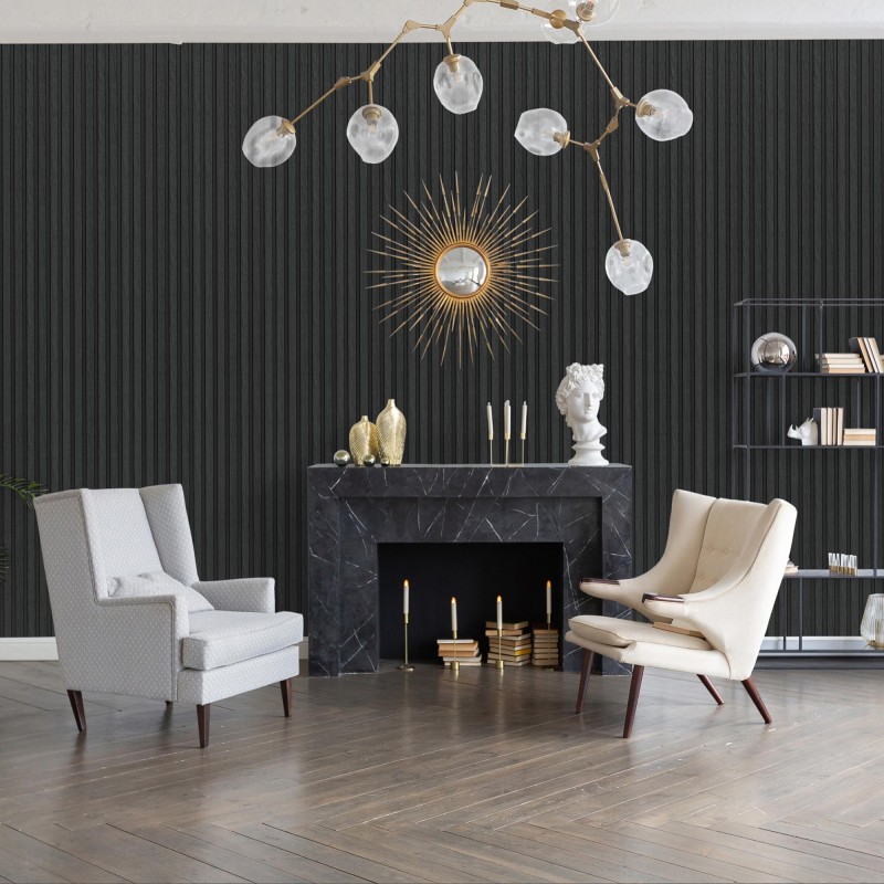 Charcoal - Waterproof Slat Wall Panels - 300mm (w) x 2600mm (h) - closeup