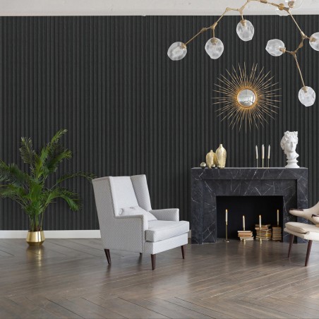 Charcoal - Waterproof PVC Slatted Decorative Interior Wall Panels - 300mm (w) x 2600mm (h)