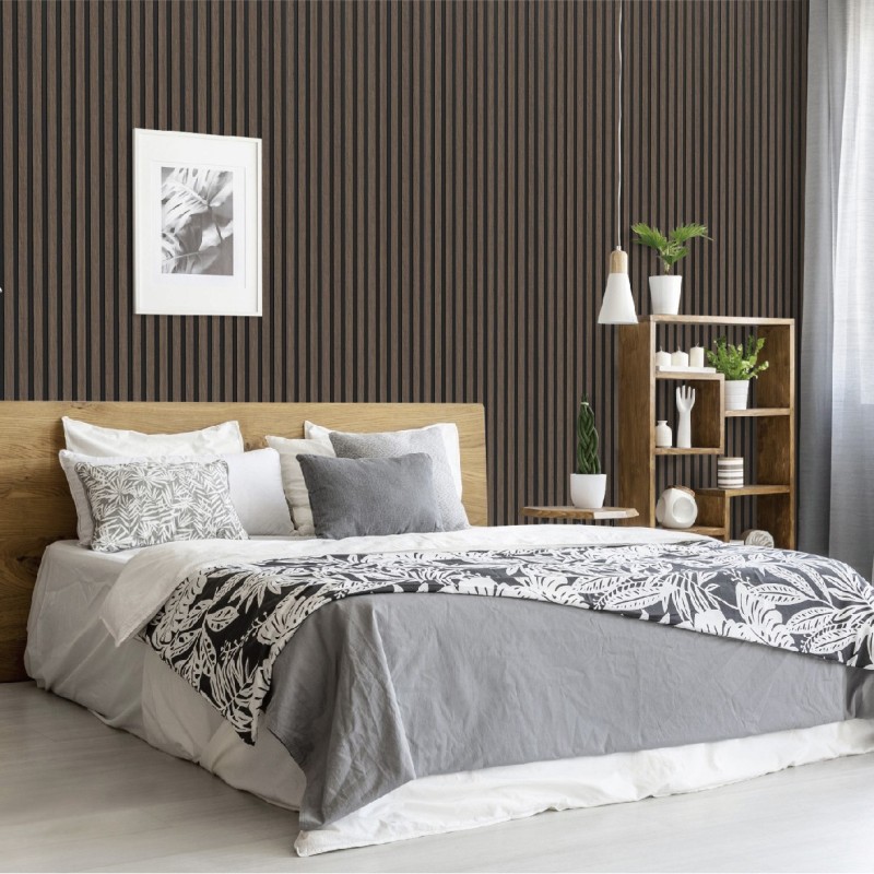 Walnut - Waterproof PVC Slatted Decorative Interior Wall Panels - 300mm (w) x 2600mm (h)