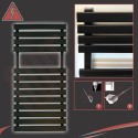 500mm (w) x 788mm (h) Electric "Solar" Black Designer Towel Rail (Single Heat or Thermostatic Option)