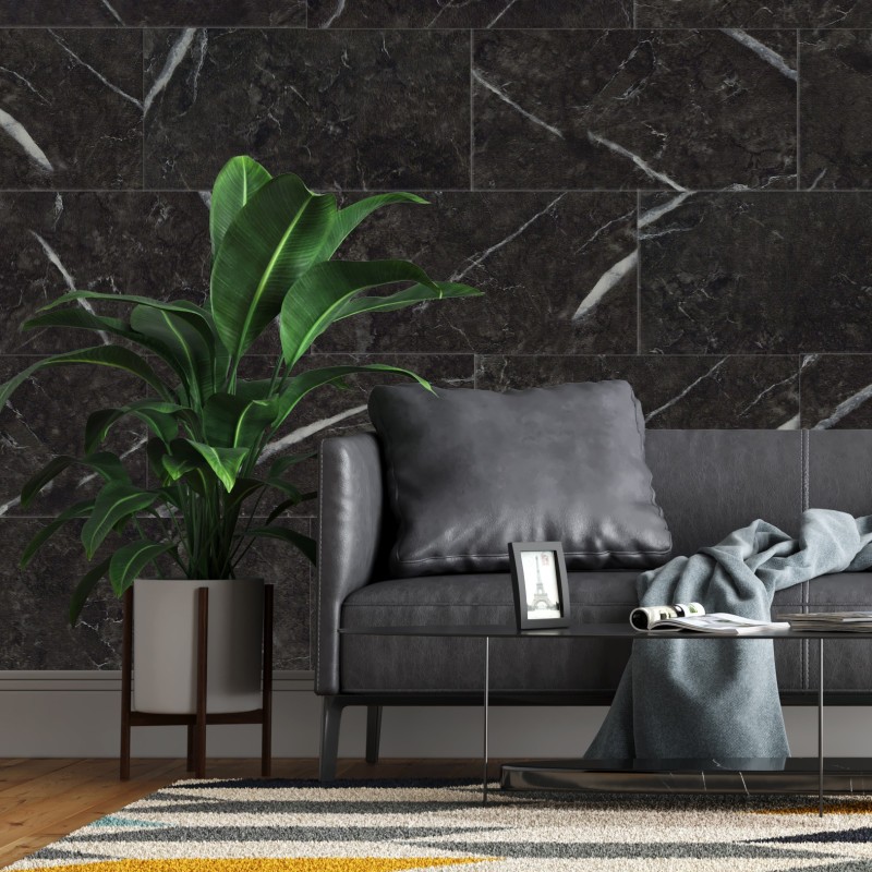 Dynasty Black - SPC Wall Tiles - 800mm x 400mm - Insitu