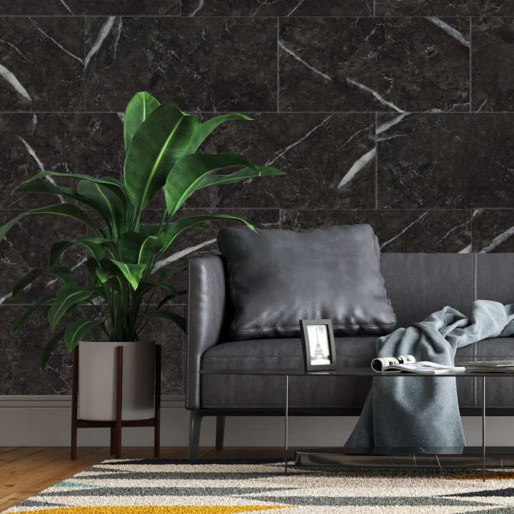 Dynasty Black - SPC Wall Tiles - 800mm x 400mm - Insitu