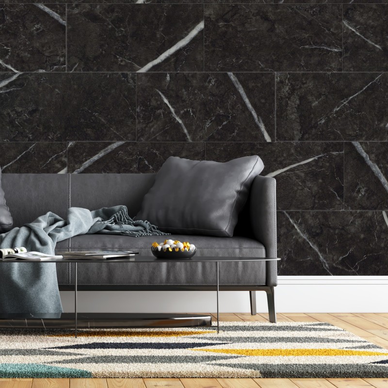 Dynasty Black - SPC Wall Tiles - 800mm x 400mm - Insitu