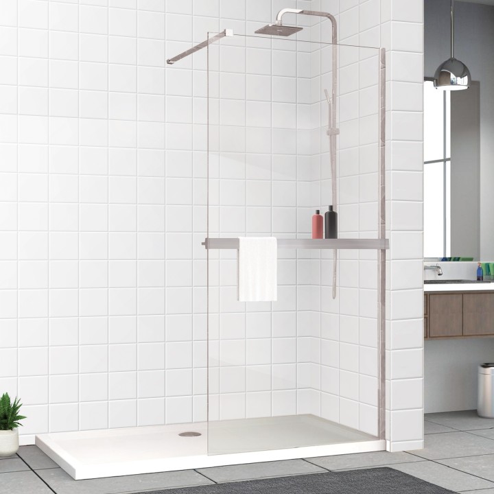 Chrome Wetroom Panel Wraparound Shelf - Insitu